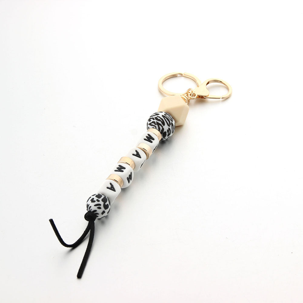 Wholesale Fashion Letter Food Grade Silicone Beads Keychain