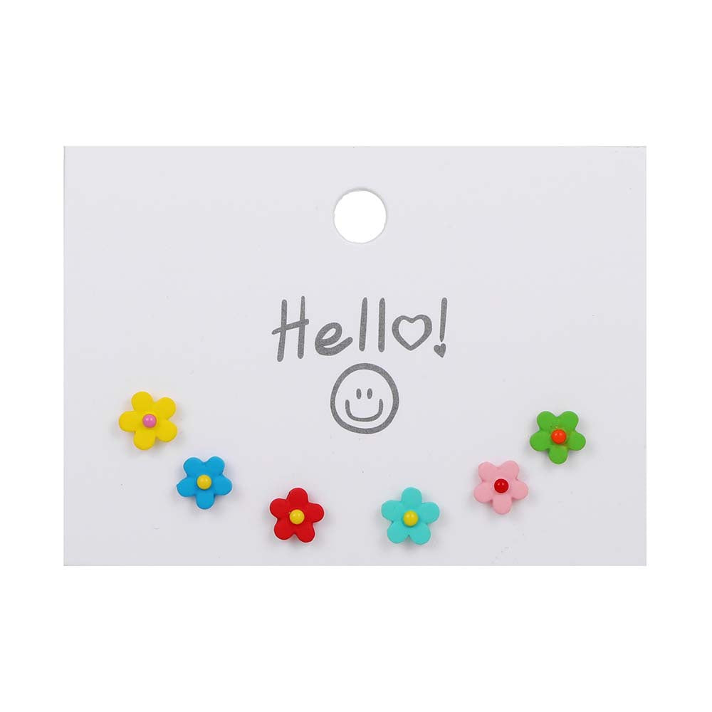 Wholesale s925 Silver Needle Color Bear Button Heart Three-piece Set Earrings