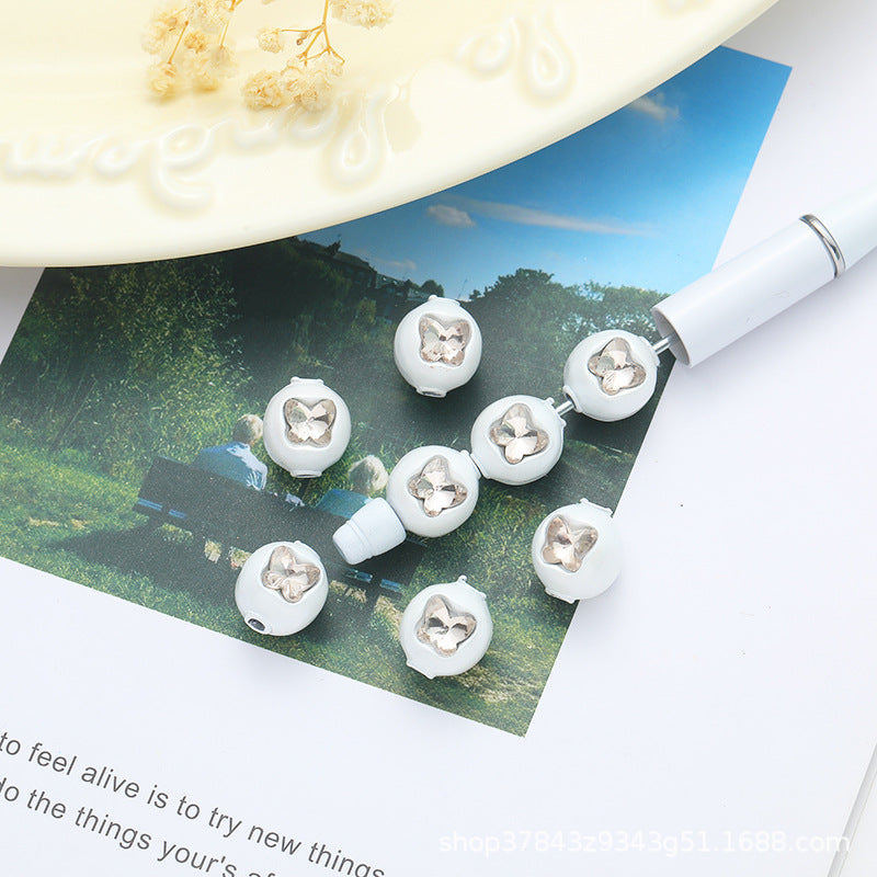 Wholesale 10pcs Butterfly Alloy Straight Hole Cute Beaded Beads