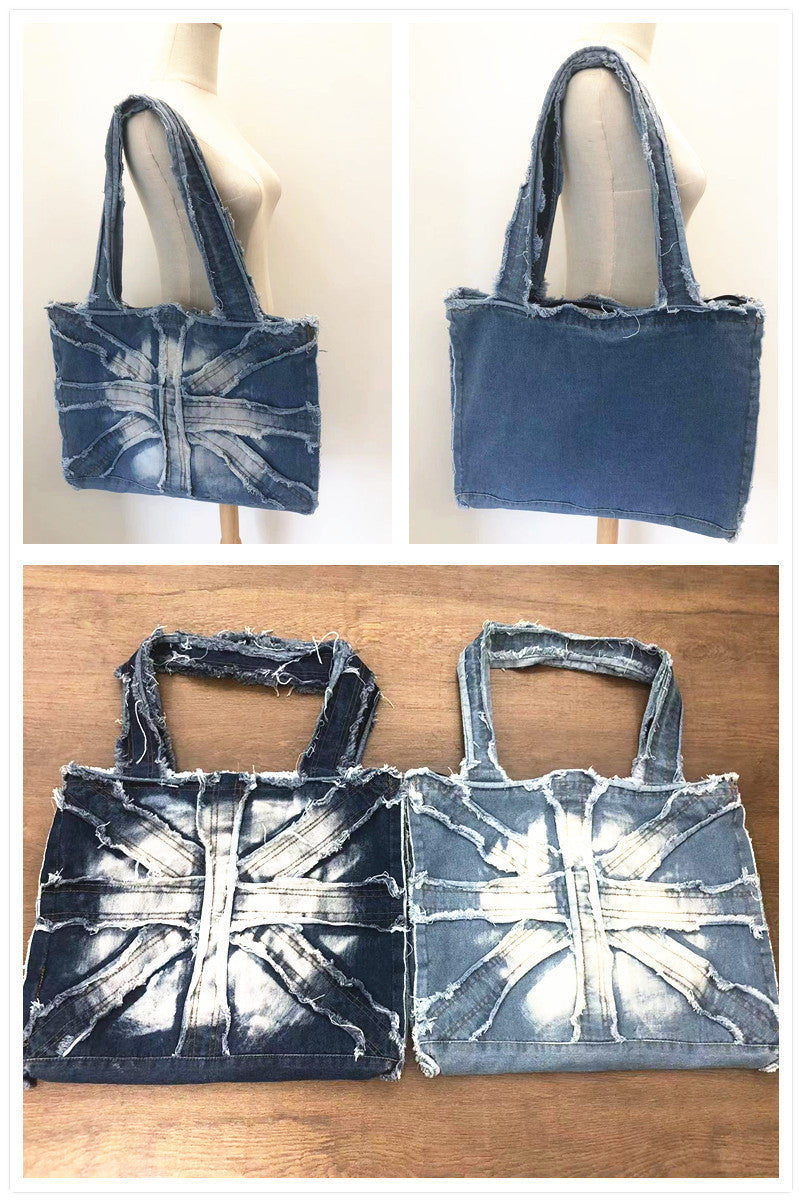 Wholesale 2025 washed denim ins style men's and women's shoulder Bag large gym Bag mom Bag casual travel Bag