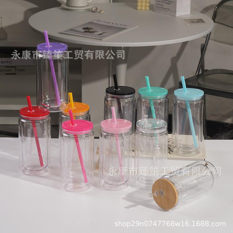 Wholesale Double-Layer Environmentally Friendly Pc Plastic Cup 16oz  Water Cup