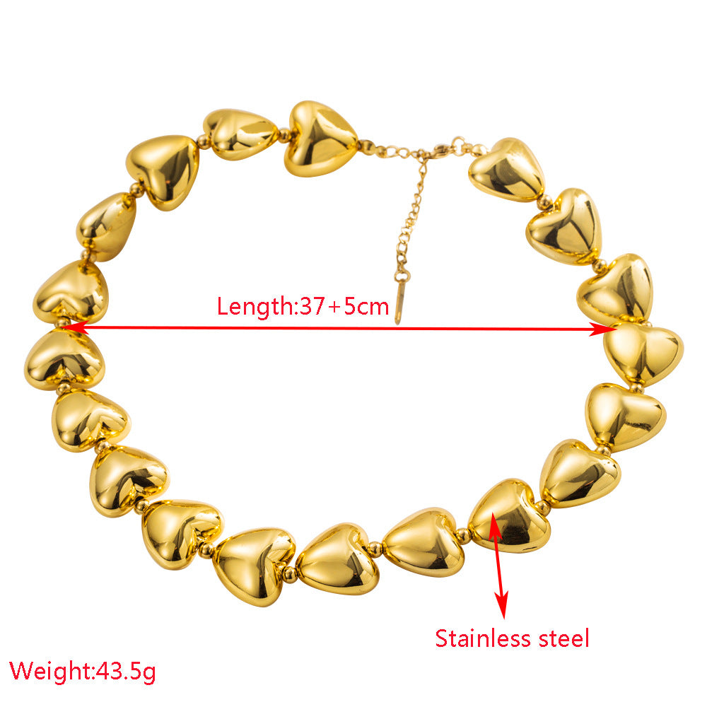 Wholesale Stainless Steel Heart Star Beaded Clavicle Necklace