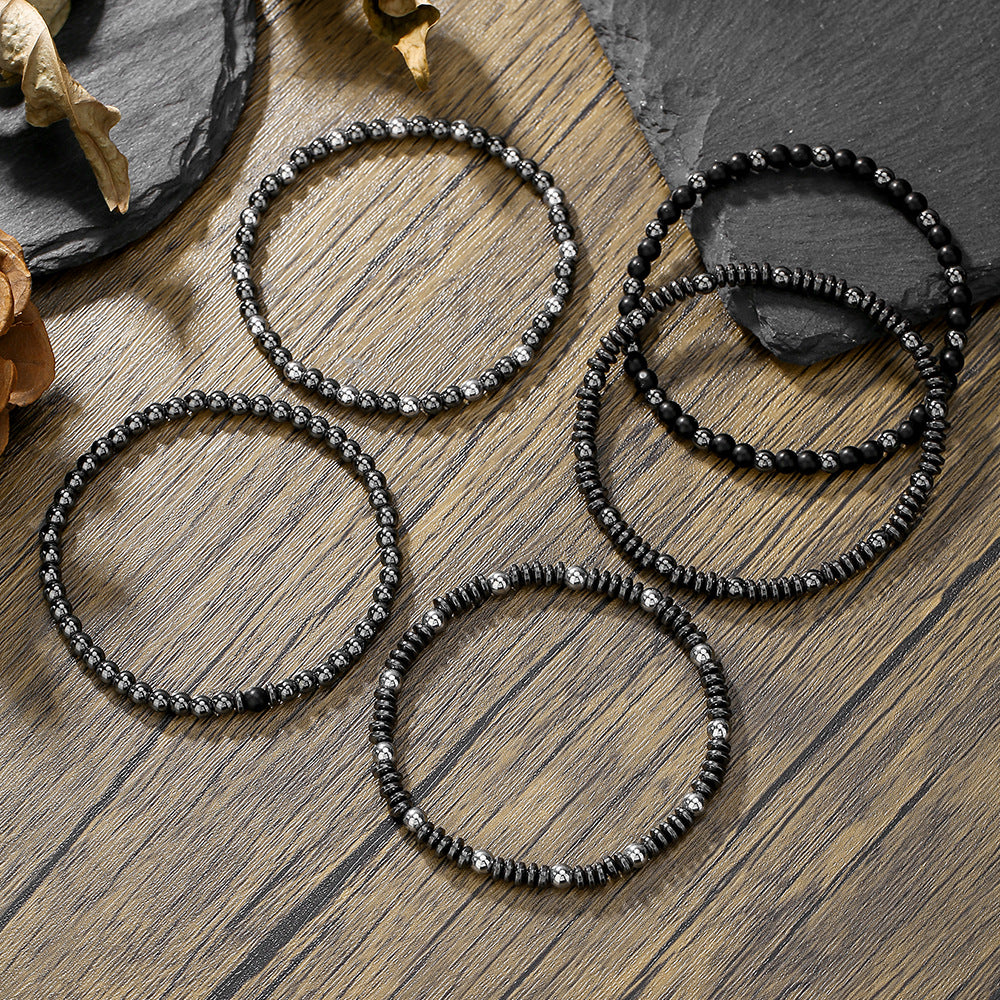 Wholesale Black gallstone broken silver tiger eye stone vintage beaded bracelet