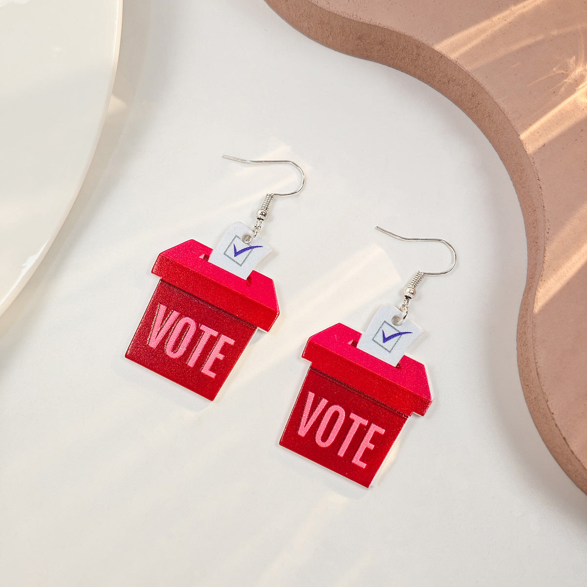 Wholesale Vintage Love Heart Flower Independence Day Acrylic Earrings