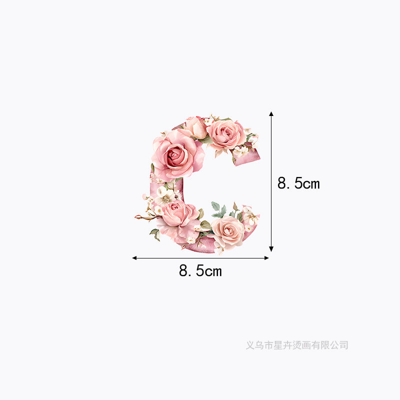 Wholesale 10pcs 26 letter flower branches and leaves UV DTF Ready to Press Transfers Wraps