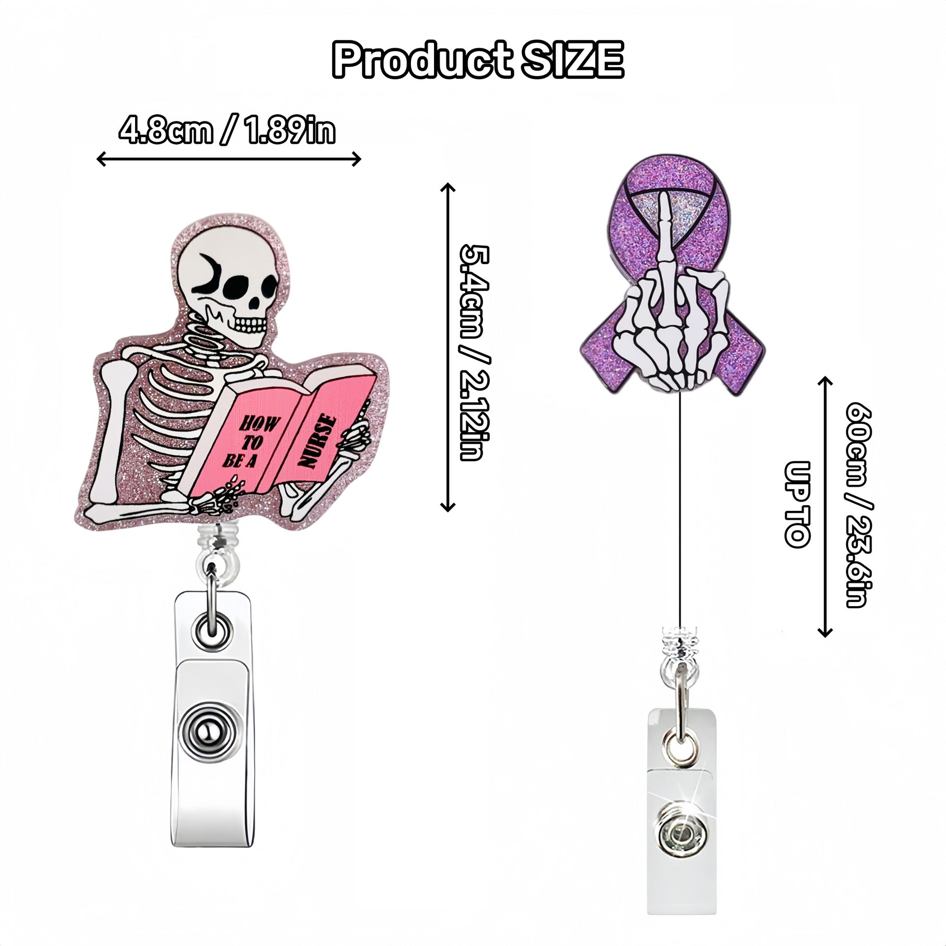 Wholesale Blackened Skeleton Medical Easy Pull Buckle  Badge Reels