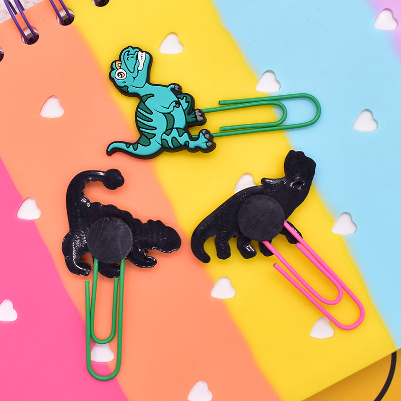 Wholesale Random 50pcs Colorful Paperclip Dinosaur Series  File Bookmarks