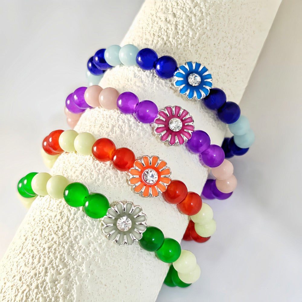 Wholesale 4pcs Luminous  Bracelet Environmentally Friendly Glass/glazed Flower