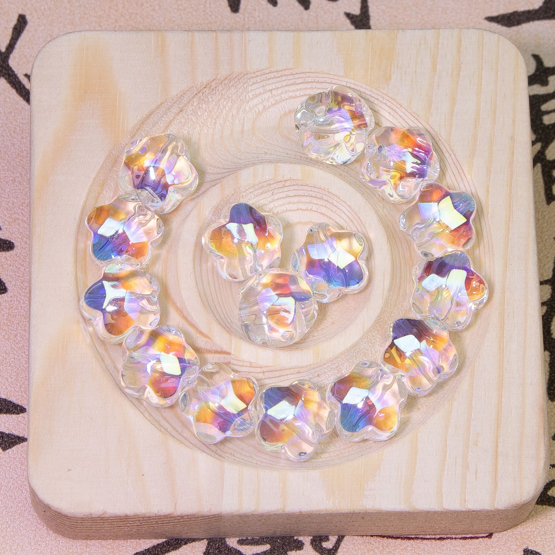 Wholesale 10pcs Faceted Plum Blossom Beads Cold Moon Transparent Loose Beads