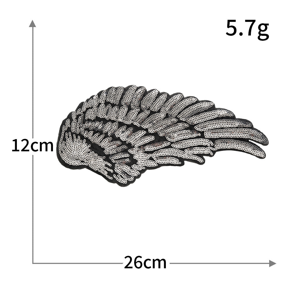 Wholesale Large Gold Silver Sequin Angel Wing Embroidered Fabric Patch Applique Decorative Clothing et Fashion Accessory For Gift And Resale
