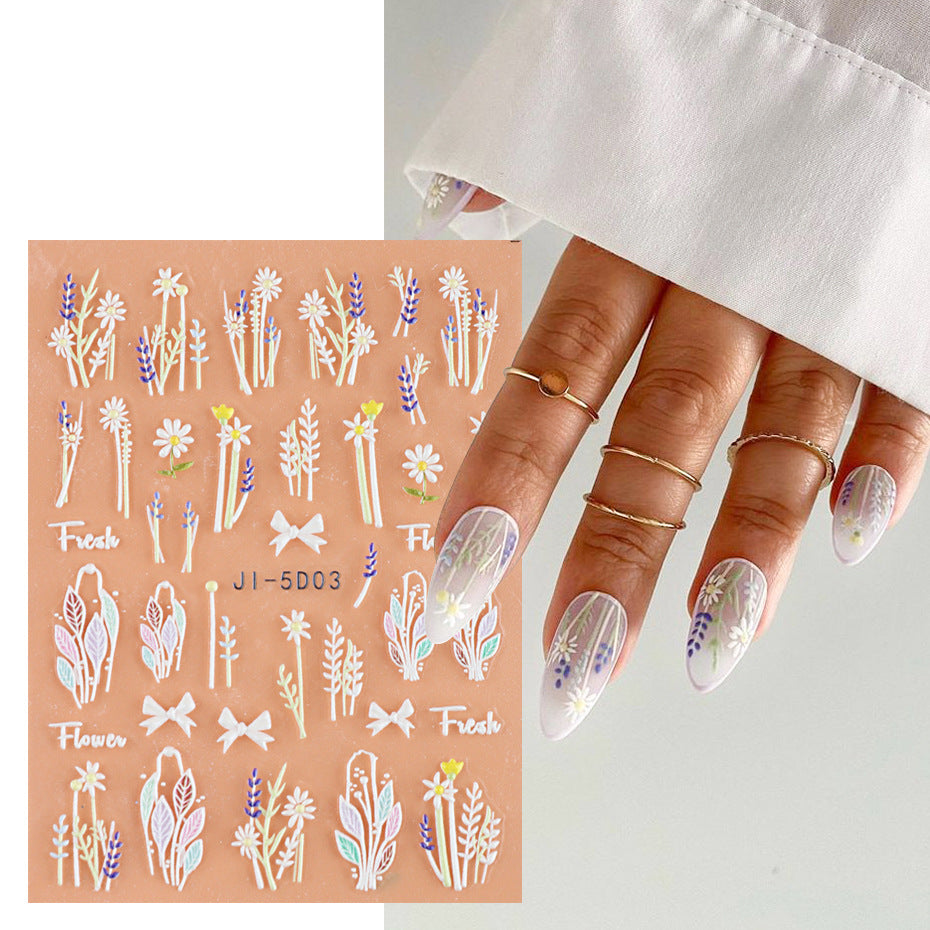 Wholesale 3pcs 5D nail art stickers