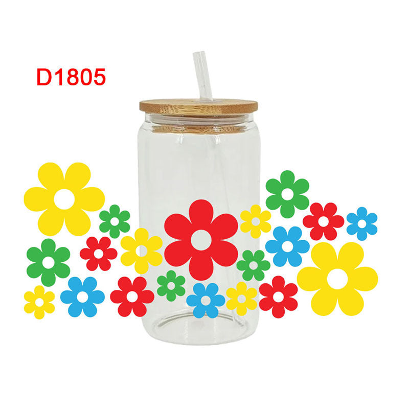 Wholesale Cartoon printing heat transfer Cup sticking crystal logo pattern 16OZ UV DTF WRAPS