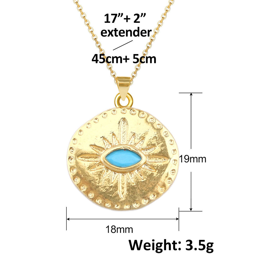 Wholesale Gold Plated Evil Eye Pendant Necklace European Fashion Style Jewelry Accessory For Everyday Gift