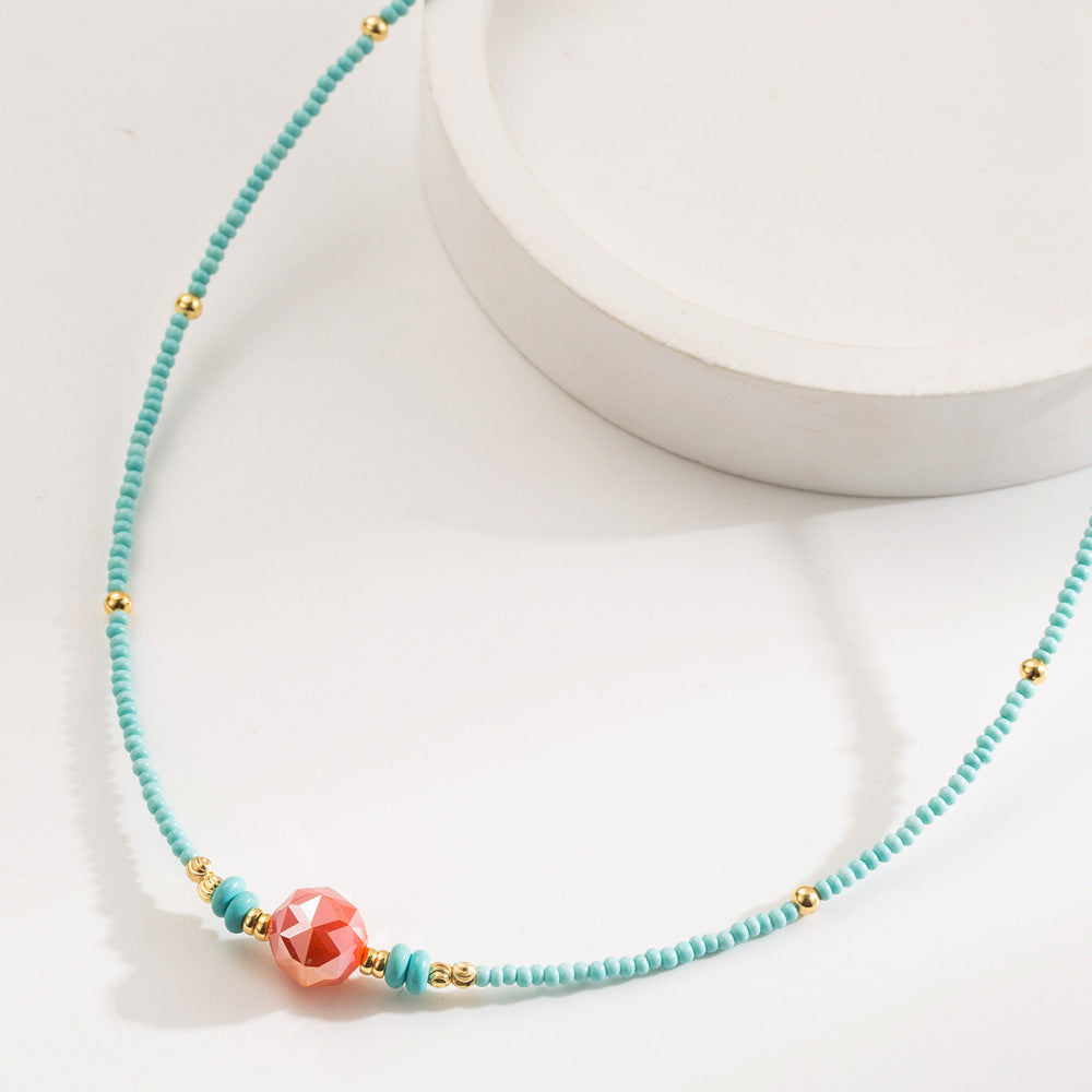 Wholesale Retro Ethnic Style Colored Natural Stone Beads, Light Luxury, High-end Clavicle Chain