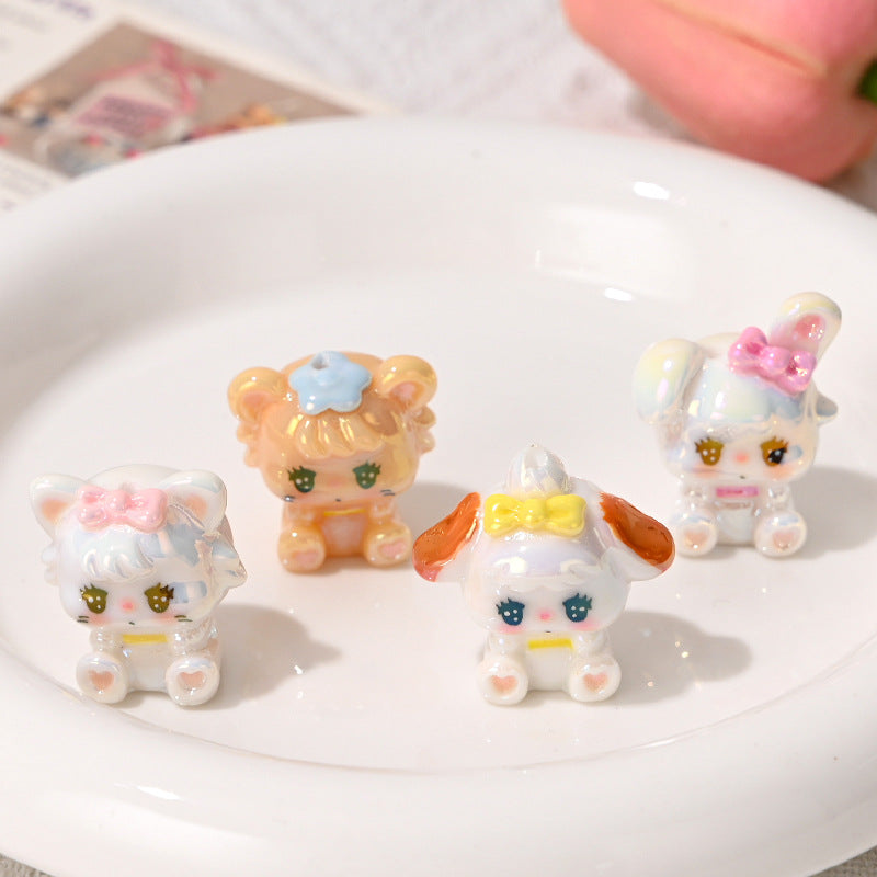 Wholesale 10pcs/pack Color-plated 3D cat beaded overalls