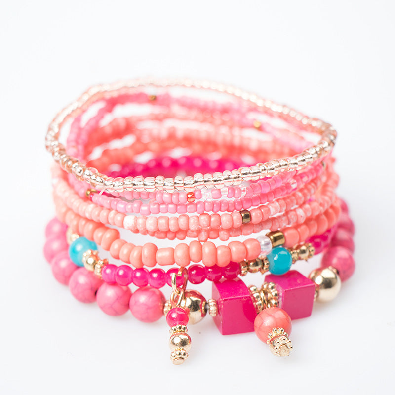 Wholesale Bohemian Ethnic Style Fashion Multi-layer Geometric Bead Bracelet