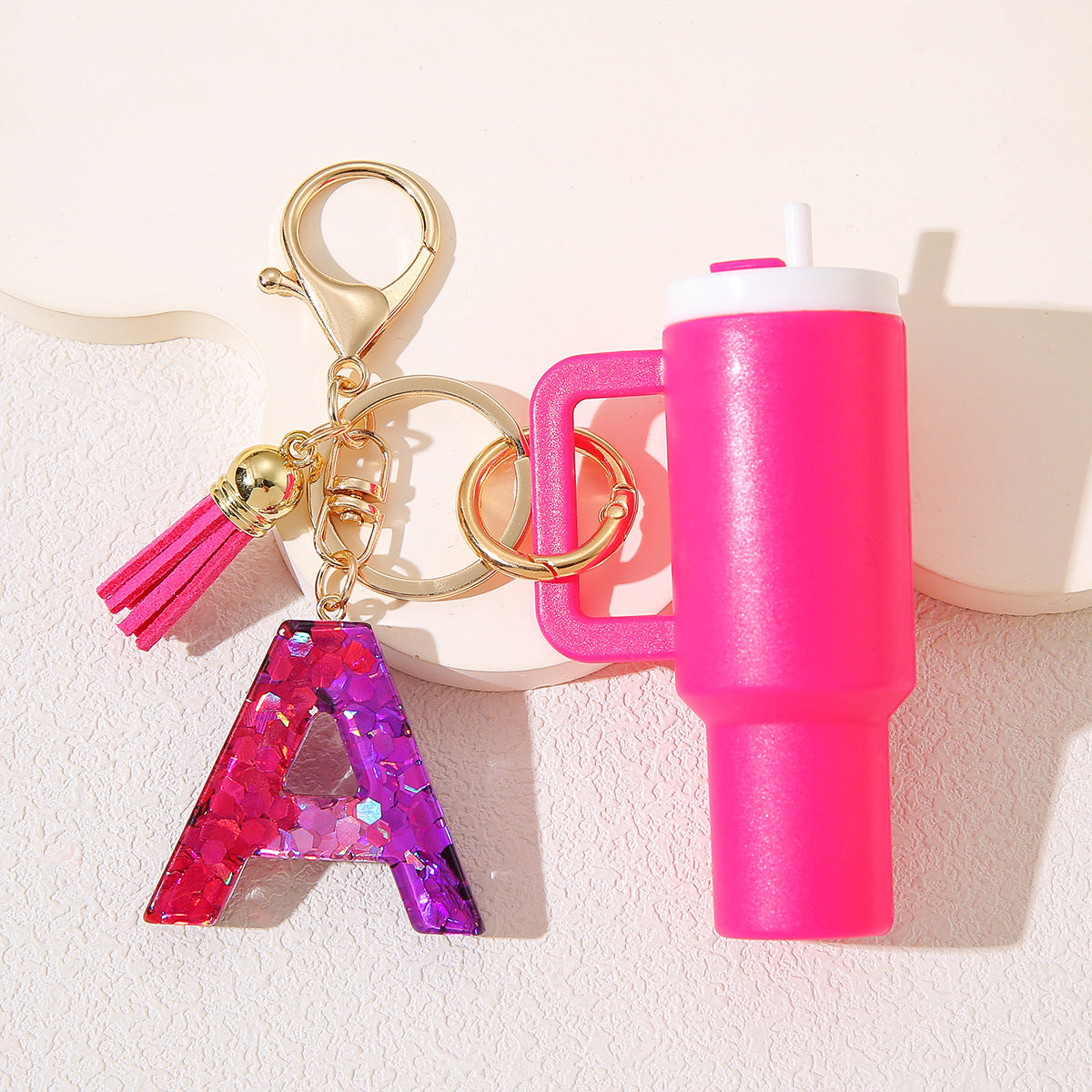 Wholesale Cute New Mini 26 Initials Ice Cup Tumbler Cup Keychain  Can Wrap Women Backpack Pendant