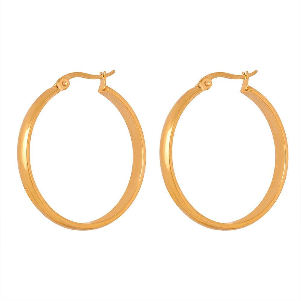 Wholesale Round Titanium Steel Gold-plated Earrings and Earrings