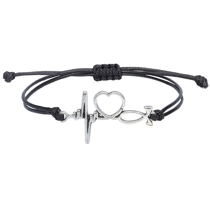 Wholesale Nurse EKG Braided Bracelet
