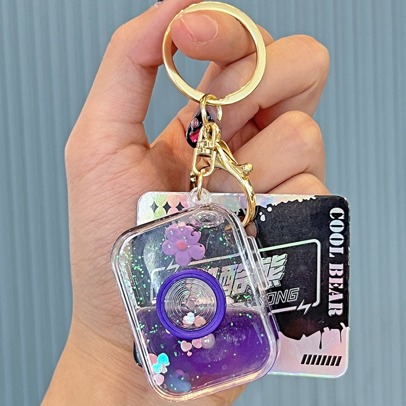 Wholesale Acrylic Camera Quicksand Bottle Key Chain