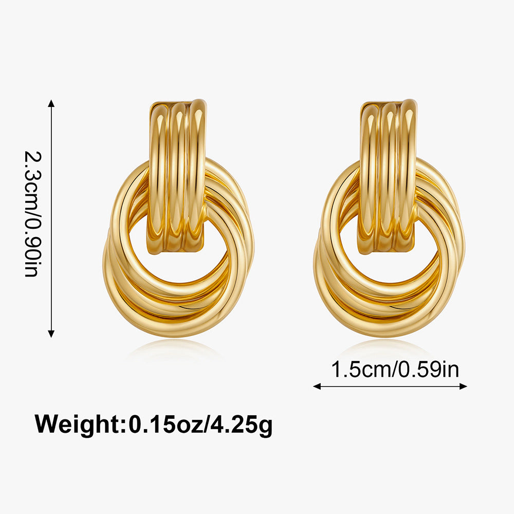 Wholesale Golden Creative Geometric Circle Earrings