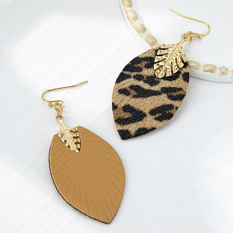 Wholesale leopard leaf fashion simple cold temperament unique high creative sense earrings