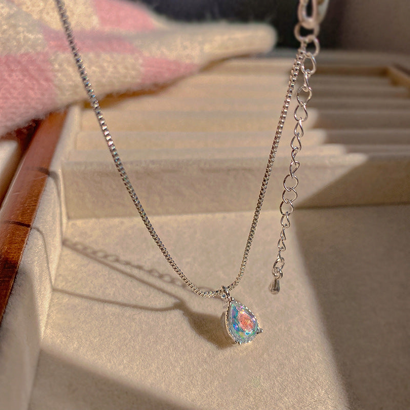 Wholesale Sweet Moonstone Clavicle Chain Water Drop Simple Necklaces