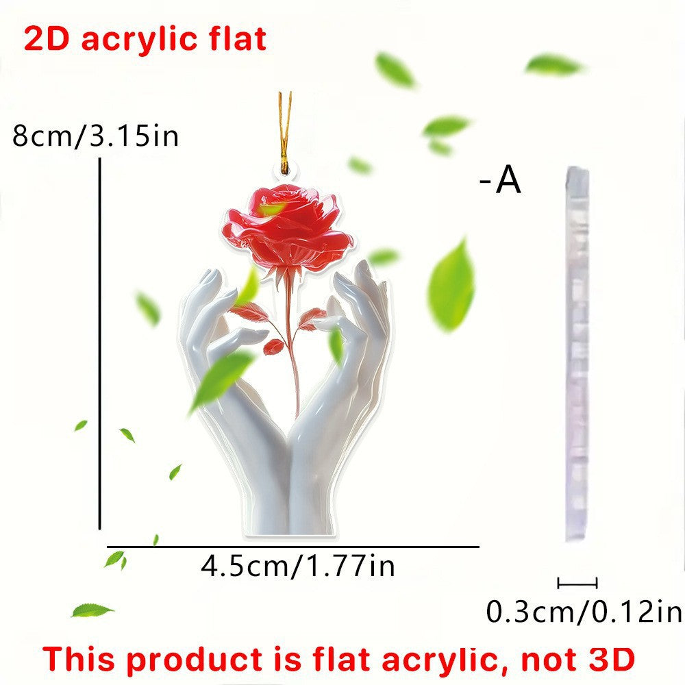 Wholesale Acrylic Interior Car Hanging Ornament  Rose and Woman' s Hand