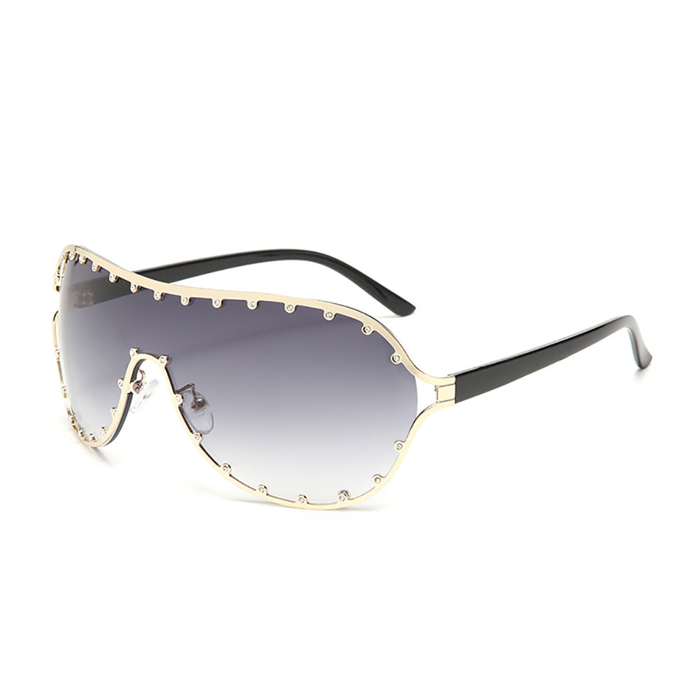 Wholesale Conjoined Y2k Large Frame Rivet PC Sunglasses