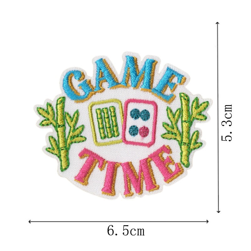 Wholesale Mahjong Embroidered Iron On Patches 9 Piece English Slogan Set For Outerwear DIY Boutique Gift