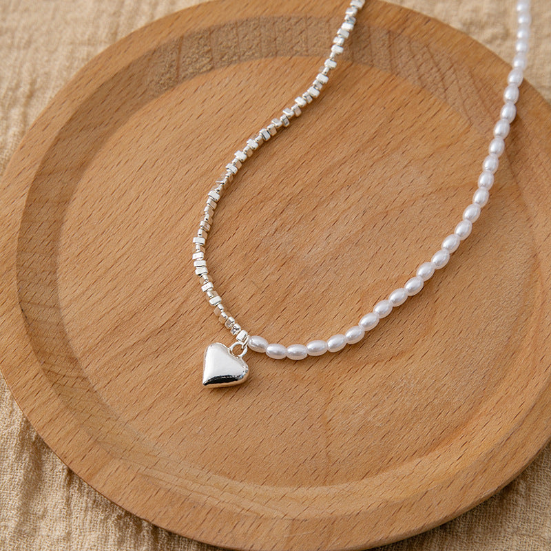 Wholesale Silver  with Pearl Hearts Necklace