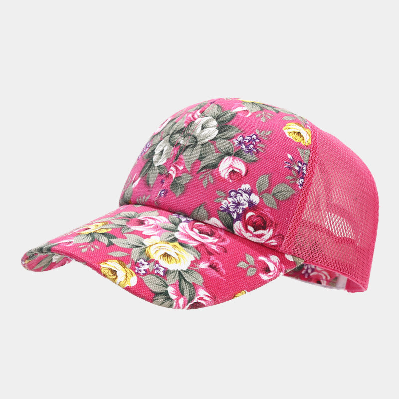 Capilla de béisbol de malla de mosaico de flores étnicas algodón al por mayor
