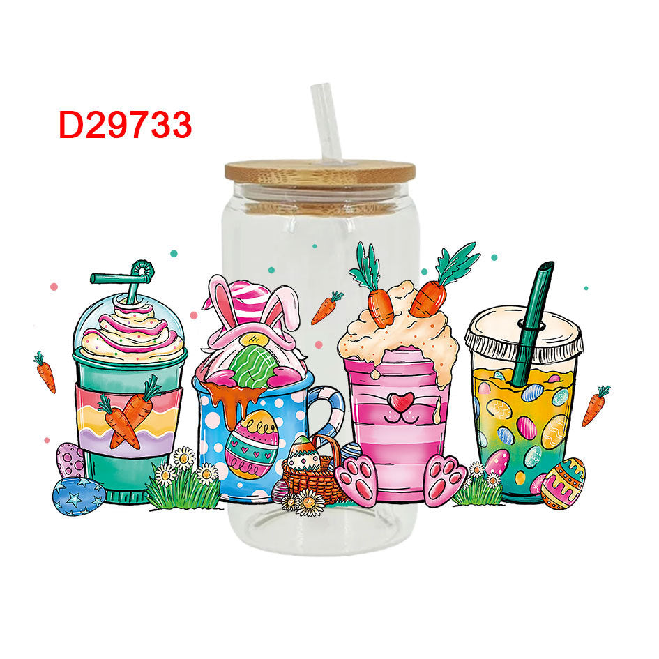 Wholesale Colorful Cartoon Bunny 16oz Cup UV DTF Wraps