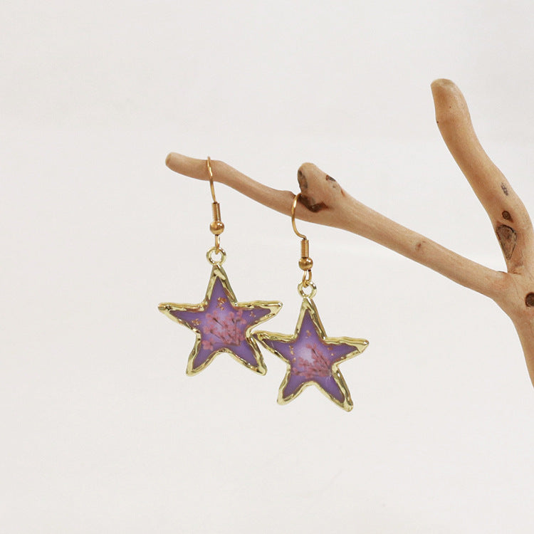 Wholesale 6pcs Small Fresh Five-pointed Star-shaped Immortal Flower Earrings