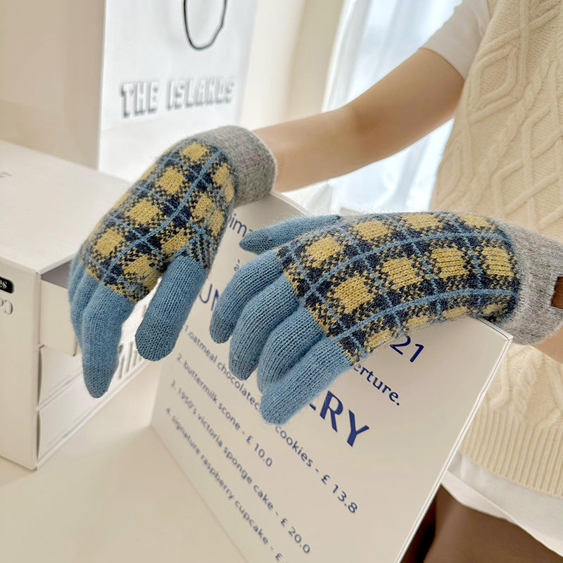 Wholesale Christmas Red Wool Knitted Warm Touch Screen Split Finger Gloves