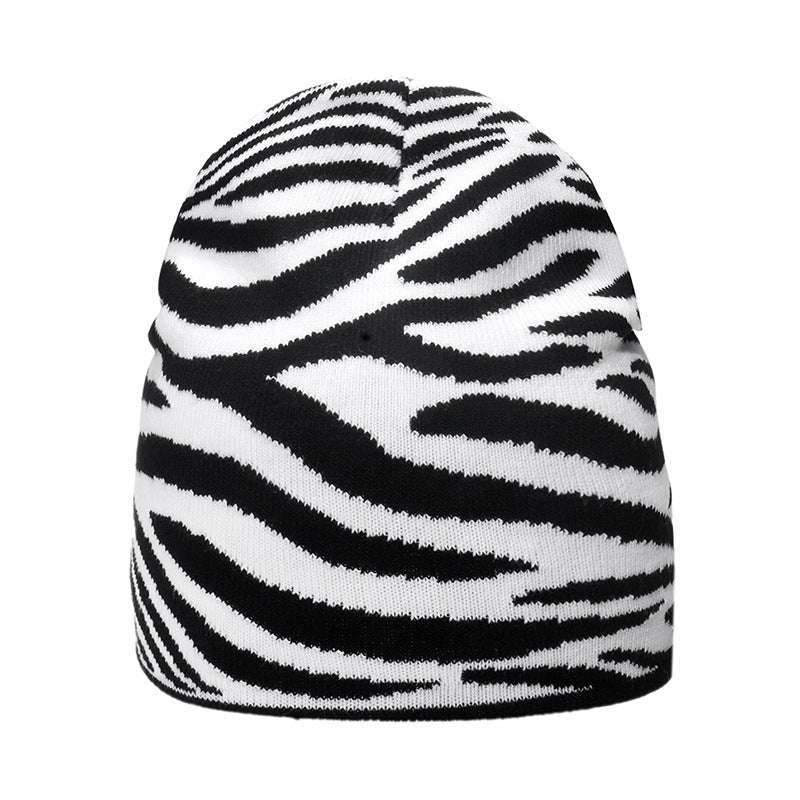 Wholesale Autumn and Winter Warm Woolen Cow Plaid Zebra Leopard Print Knitted Hat
