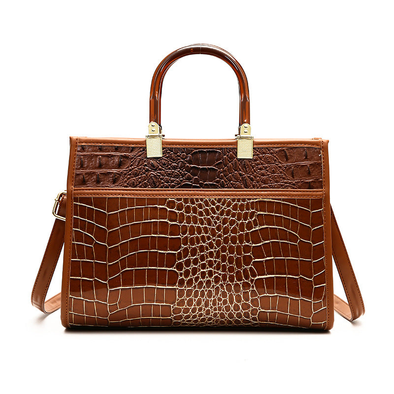 Wholesale PU High-capacity Crocodile Pattern Single Shoulder Diagonal Handbag