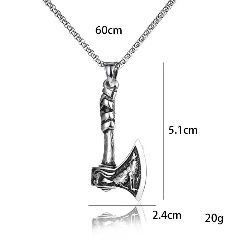 Wholesale Pirate Wolf Axe Stainless Steel Necklace