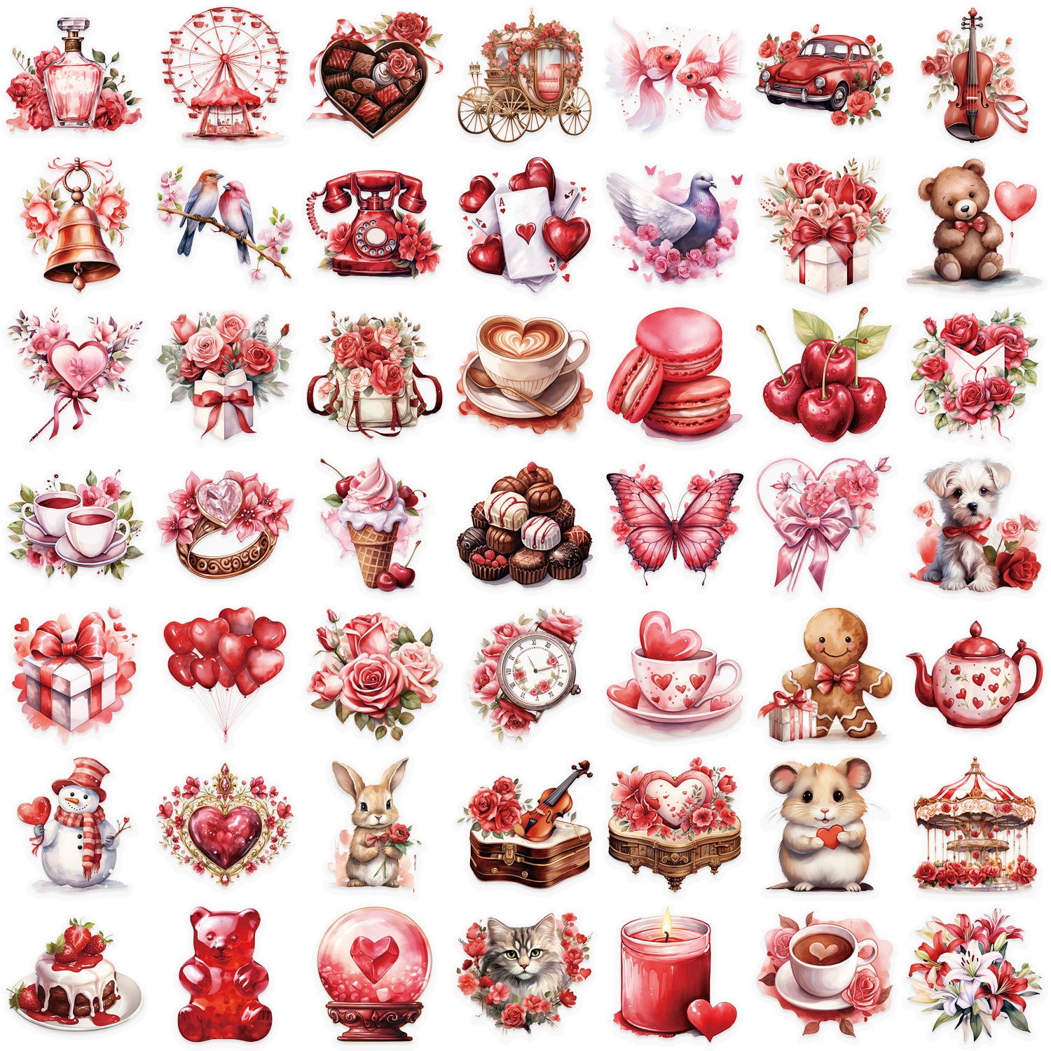 Wholesale 50pcs Cartoon Confession Gift Valentine' s Day Series Stickers