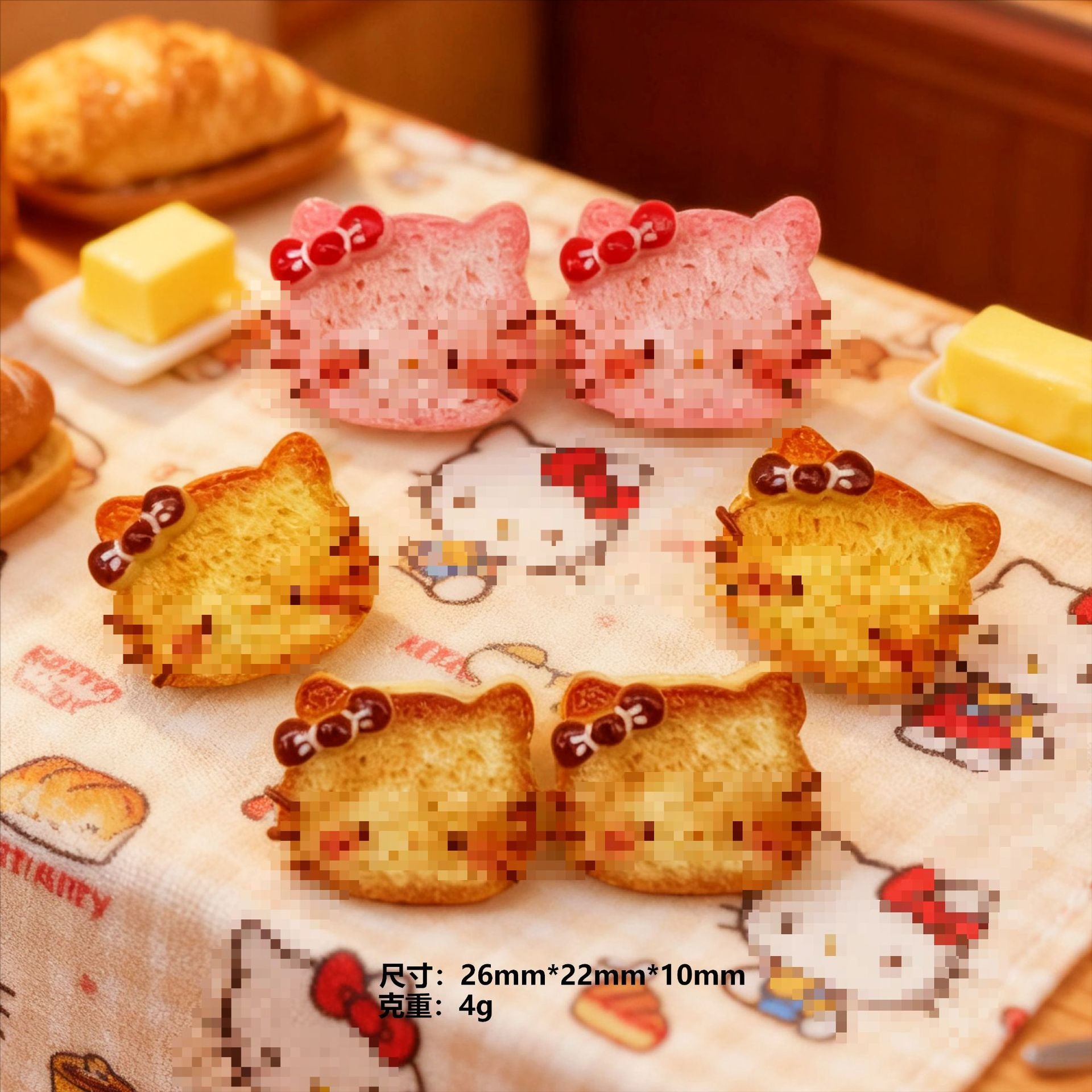 Wholesale 10pcs Cartoon Cat Bread  Bakery Shop Miniature Food Toy Doll Accessories