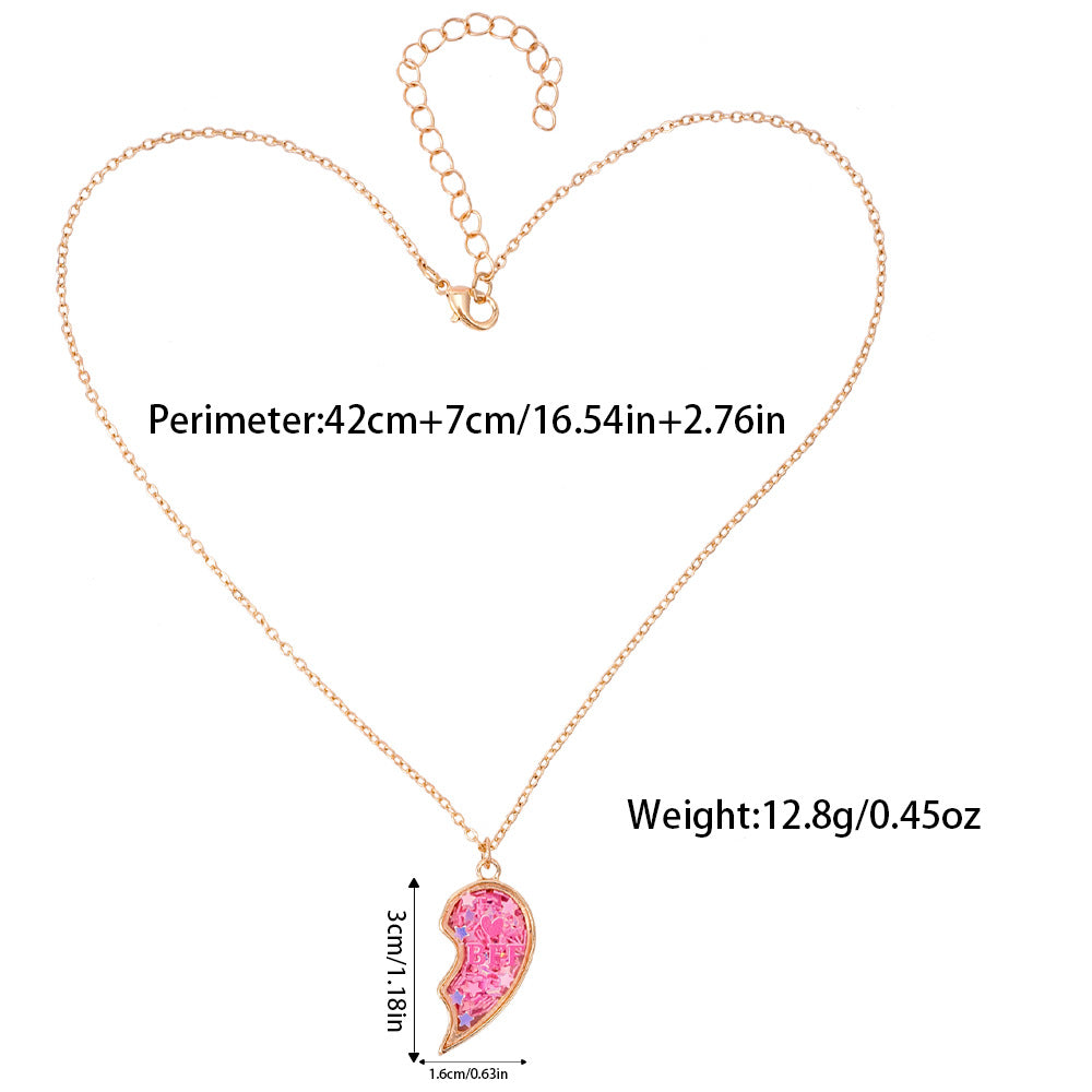 Wholesale Pink Love Friendship Heart Necklace