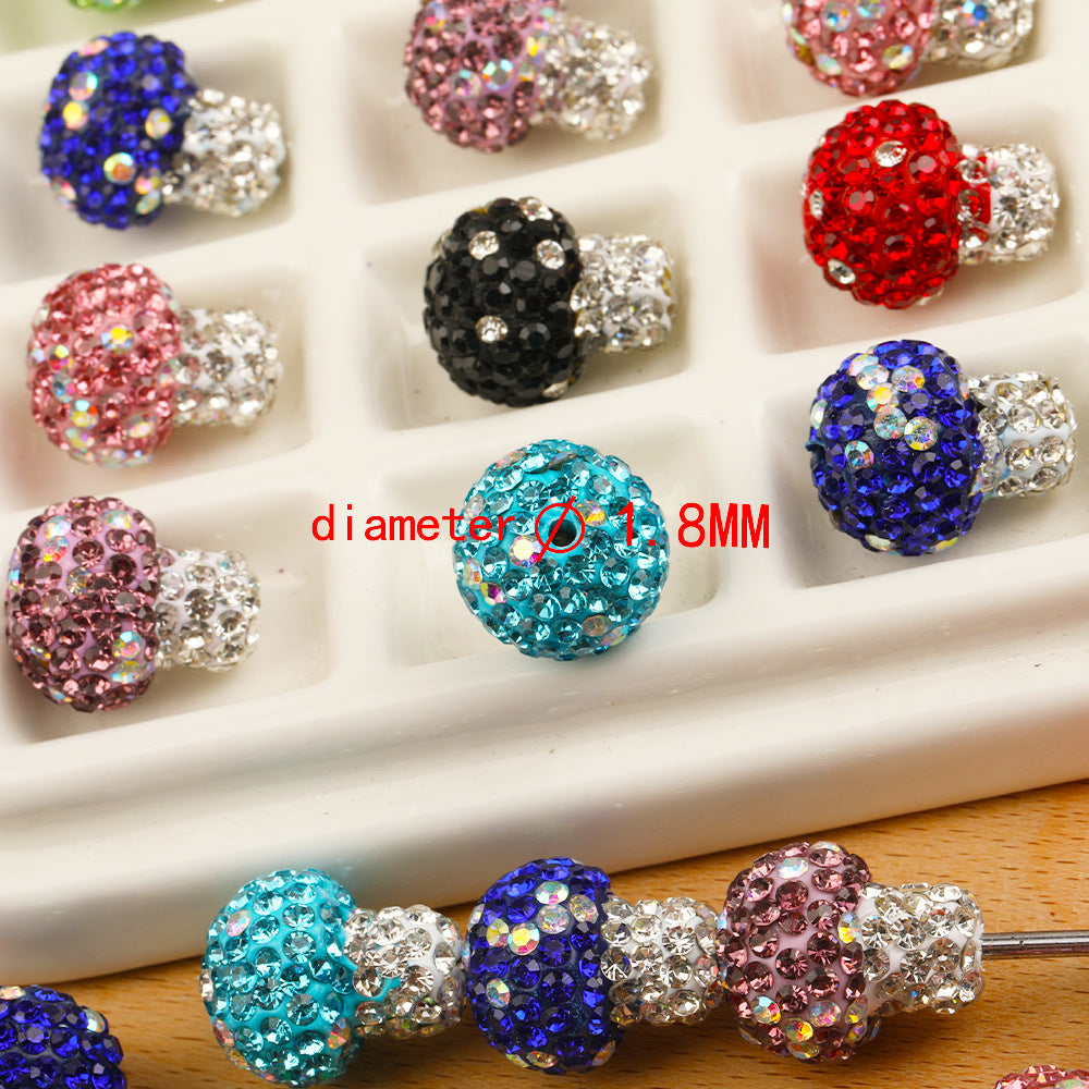 Wholesale 50pcs Soft Pottery Heavy Industry Diamond Small Mushroom Beaded Diy Bracelet Mobile Phone Chain Keychain Necklace Pendant Beaded Pen Accessories