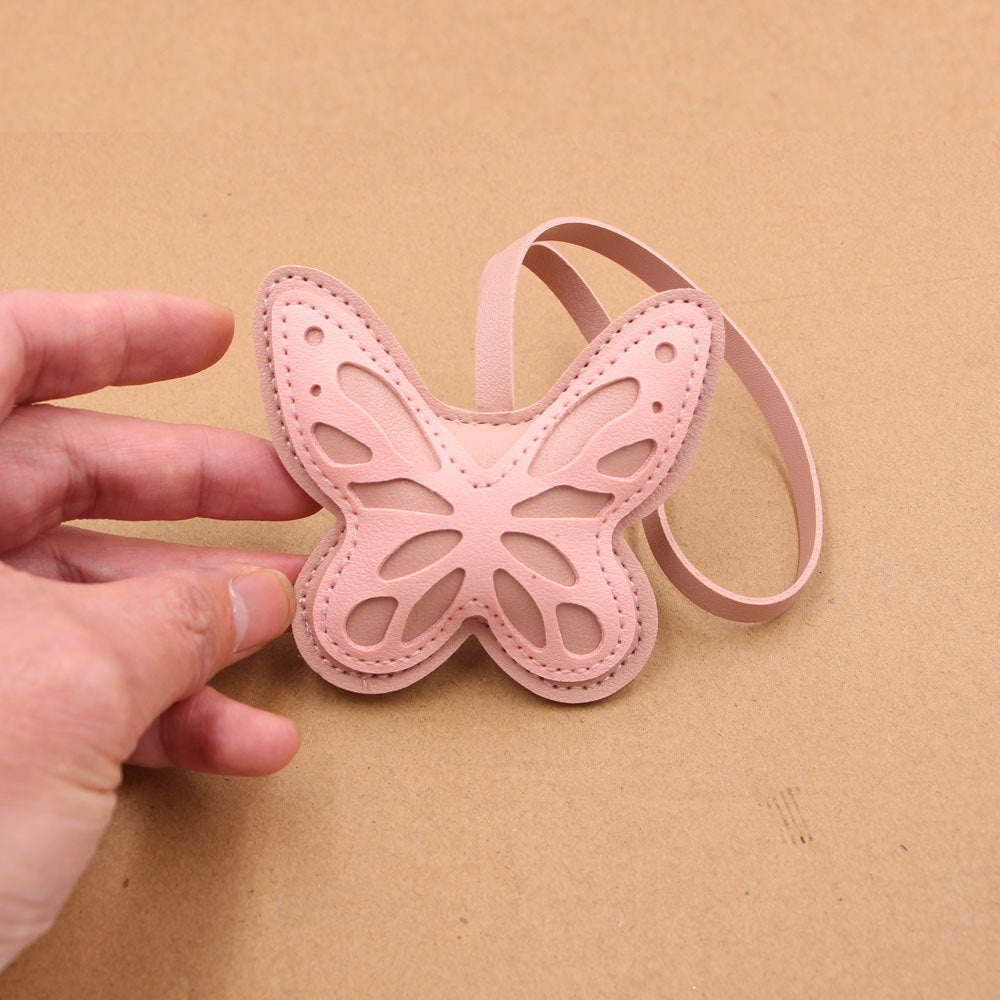 Wholesale Hollow Butterfly Artificial Leather Keychain Pendant Burgundy Bag Charm Fashion Accessory For Gifts And Car Keys