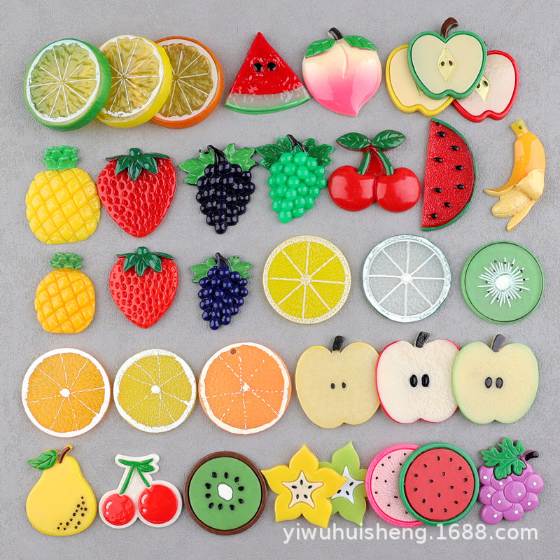 Wholesale 50pcs DIY Watermelon Strawberry Pineapple Fruit Homemade Cream Glue Resin Hole Shoe Patch FlatBack