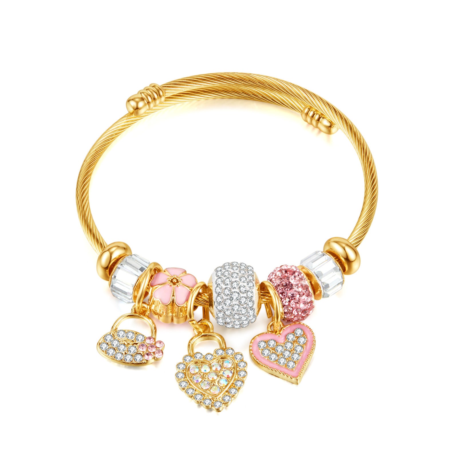 Wholesale Diamond Inlaid Heart Alloy Bracelets
