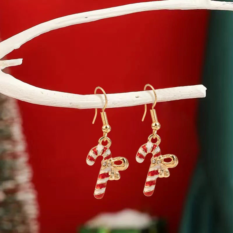 Wholesale Red and Green  Snowman Christmas Hat Earrings