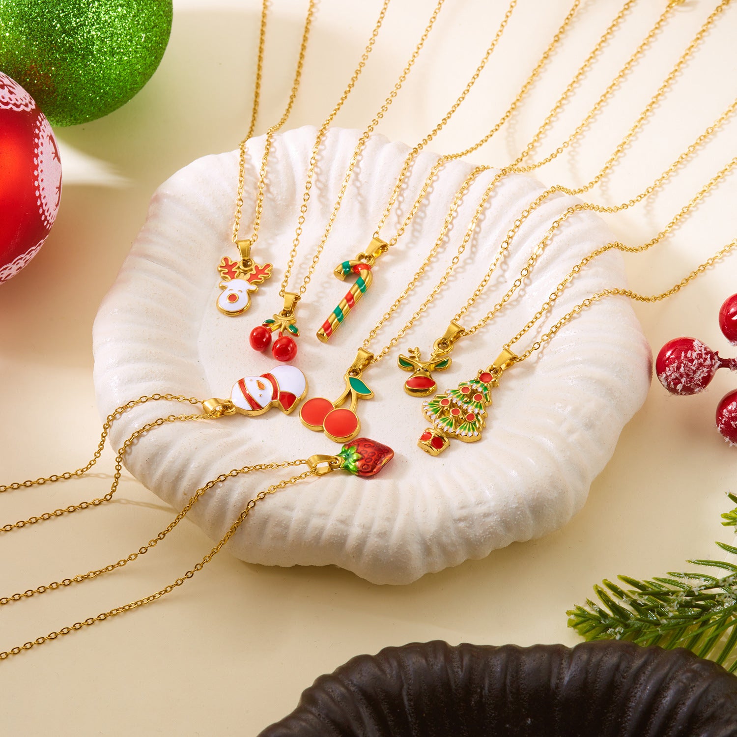 Wholesale Christmas Dopamine Colored Necklace