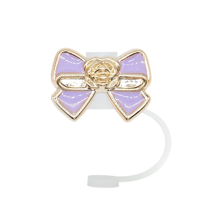 Wholesale 10pcs/packAcrylic Straw Cap Dust Plug Imitation Metal Shell