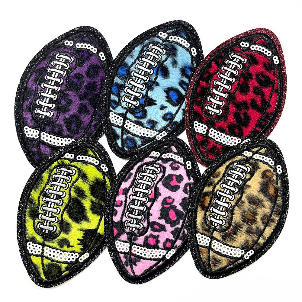 Wholesale Leopard Print Sequined Rugby Iron On Embroidery Patch For DIY Hat Coat Decoration Fashion Accessory
