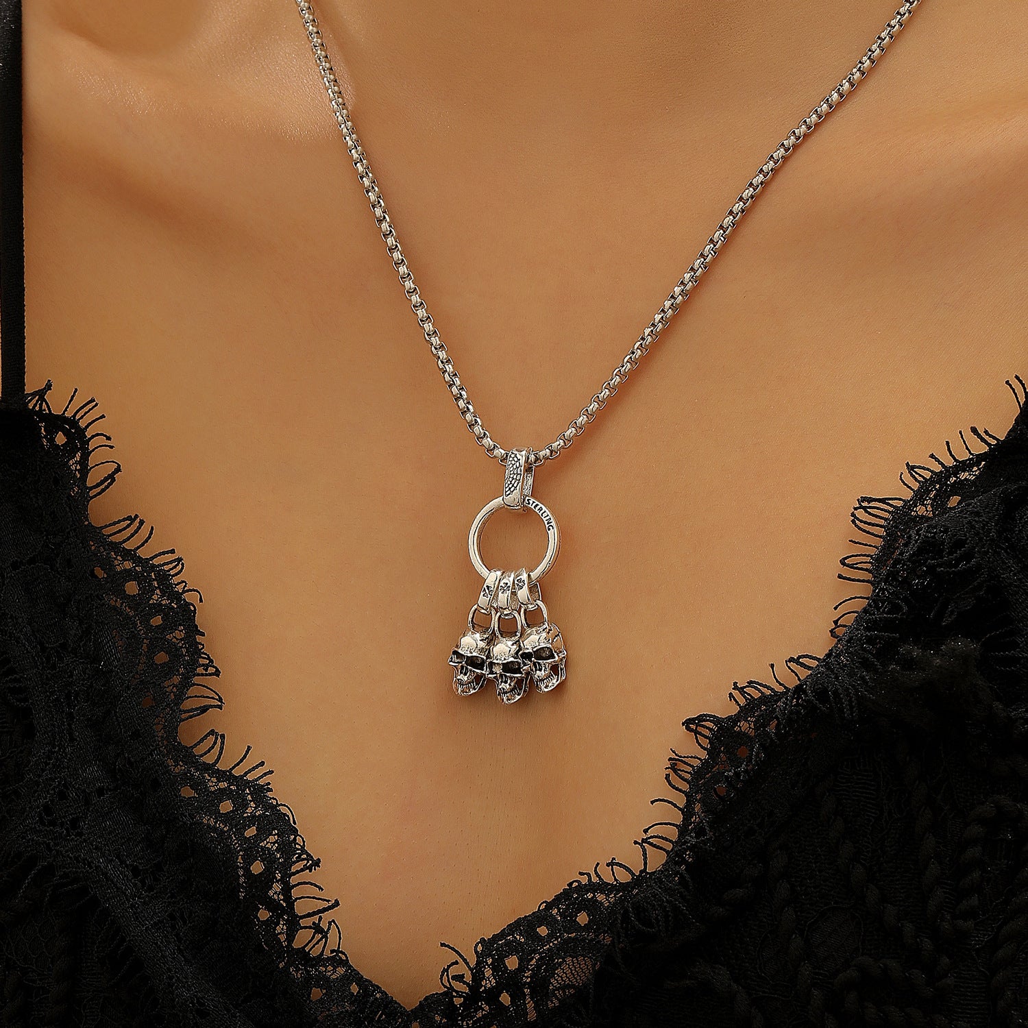 Wholesale Bold Gothic Skull Choker Necklace And Bracelet Set For Women Trendy  Jewelry Accessory